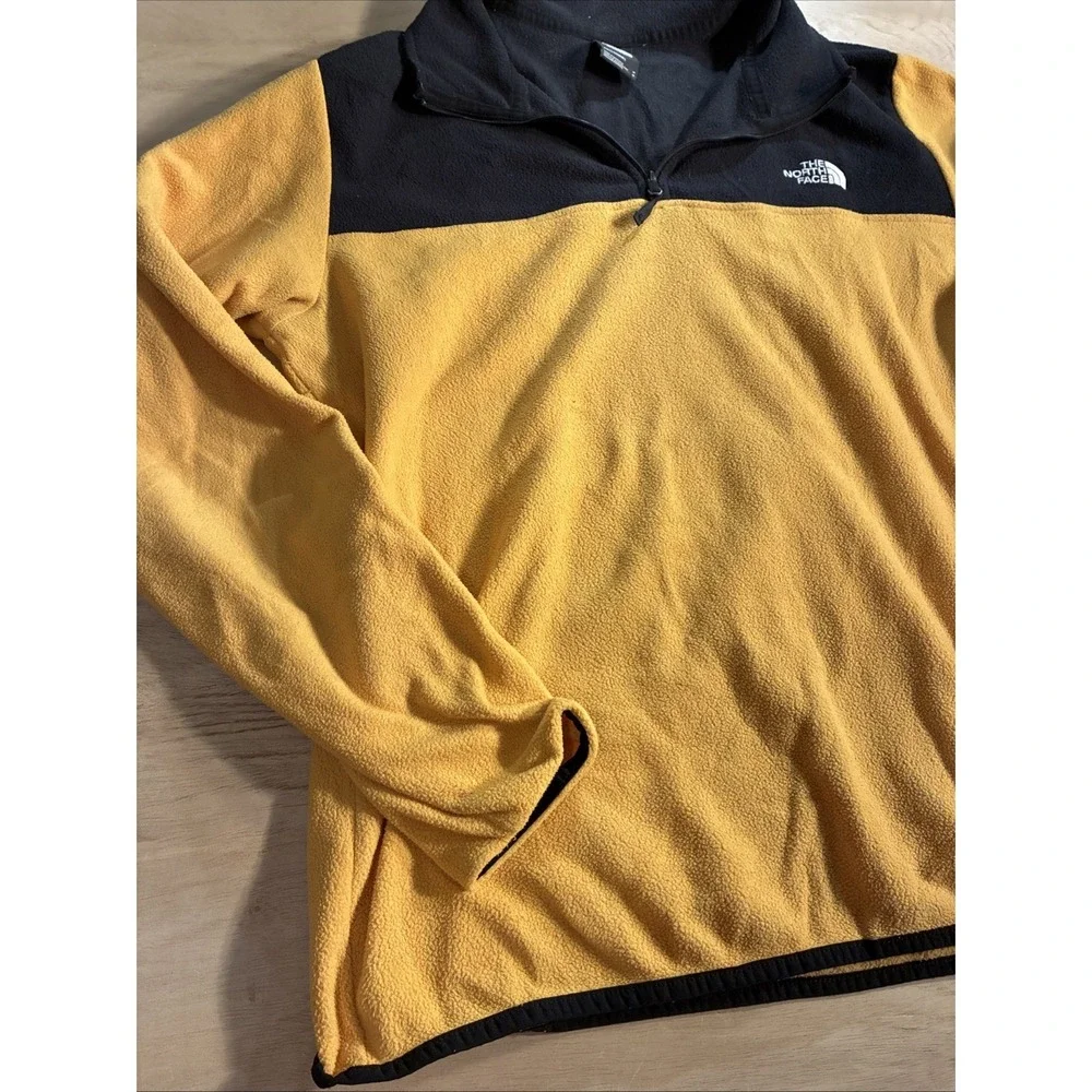 The North Face Fleece Quarter Zip Jacket Men's Size Medium Black/Yellow - Picture 5 of 9